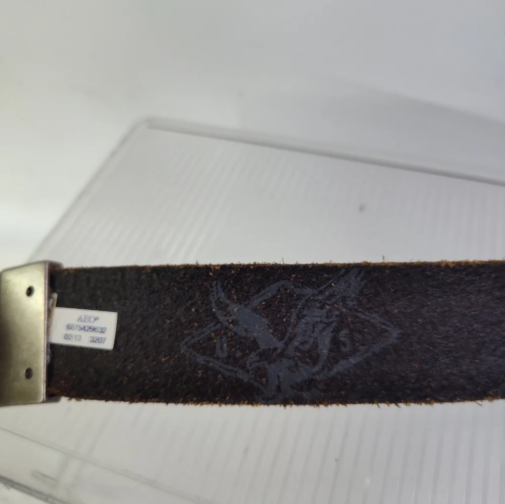 Vintage USAF Air Force Men's Brown Leather Belt Sz 30 - 34 Serial No. 77